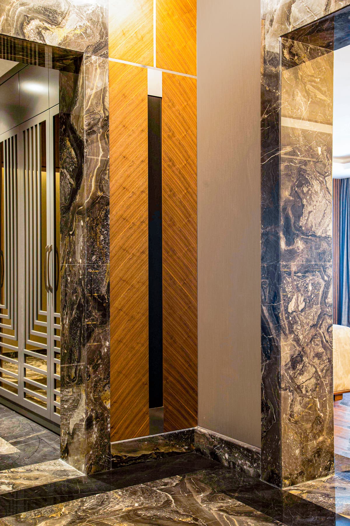 Luxury interior with marble flooring